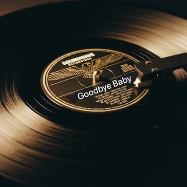 Close-up of a spinning vinyl record with a Soundwave Recordings label titled "Goodbye Baby".